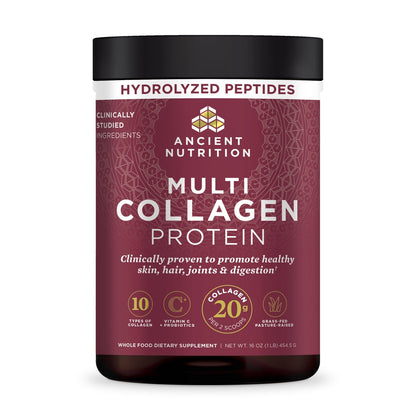Collagen Powder Protein with Probiotics, Unflavored Multi Collagen Protein with Vitamin C, 45 Servings, Hydrolyzed Collagen Peptides Supports Skin and Nails, Gut Health, 16oz