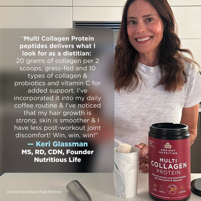Collagen Powder Protein with Probiotics, Unflavored Multi Collagen Protein with Vitamin C, 45 Servings, Hydrolyzed Collagen Peptides Supports Skin and Nails, Gut Health, 16oz